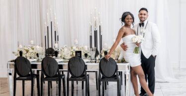 black and white modern micro wedding