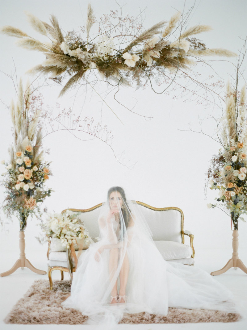 wedding ceremony with pampas grass