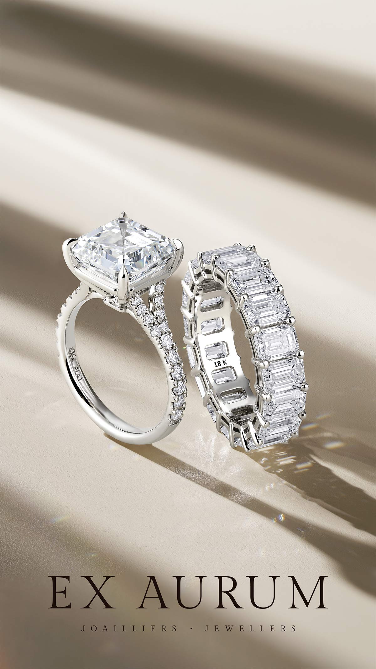 EX AURUM DIAMONG RING AND WEDDING BAND